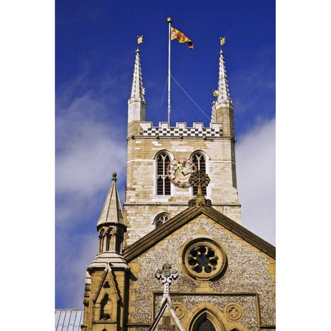 Great Britain, London Southwark Cathedral Gold Ornate Wood Framed Art Print with Double Matting by Flaherty, Dennis