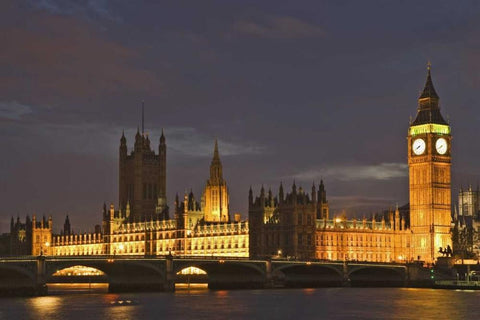 Great Britain, London Big Ben and Parliament, Black Ornate Wood Framed Art Print with Double Matting by Flaherty, Dennis