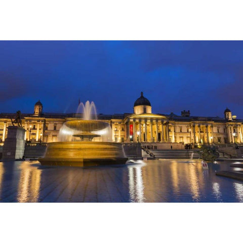 England, London National Gallery at twilight White Modern Wood Framed Art Print by Kirkland, Dennis