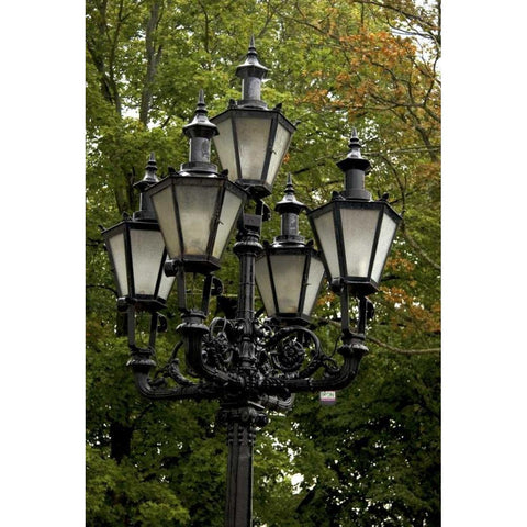 Estonia, Tallinn Street lamp detail White Modern Wood Framed Art Print by Ross, Nancy ,  Steve
