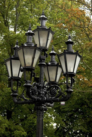 Estonia, Tallinn Street lamp detail White Modern Wood Framed Art Print with Double Matting by Ross, Nancy ,  Steve