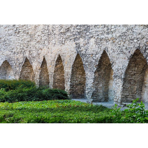 Medieval city wall in the old town-Tallinn-Estonia Black Modern Wood Framed Art Print by Su, Keren