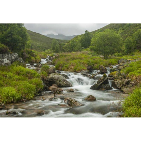 Scotland, Cairngorm NP Mountain stream cascade Black Modern Wood Framed Art Print by Illg, Cathy and Gordon