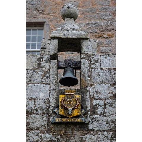 Gable above the front entrance to Cawdor Castle bearing the motto Be Mindful Black Modern Wood Framed Art Print by Ostrowitz, Mallorie