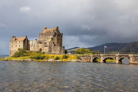 The original castle was built on this site in the 13th century to protect the lands of Kintail Black Ornate Wood Framed Art Print with Double Matting by Ostrowitz, Mallorie