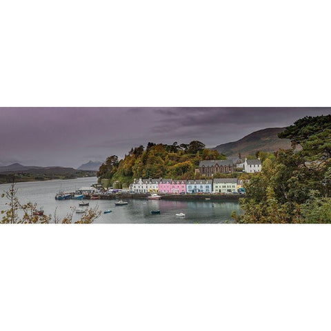 Portree Harbor Portree is the Capital town on the Isle of Skye-Scotland Black Modern Wood Framed Art Print with Double Matting by Norring, Tom