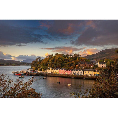 Portree Harbor Portree is the Capital town on the Isle of Skye-Scotland Black Modern Wood Framed Art Print with Double Matting by Norring, Tom