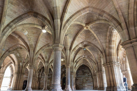 Old Cloisters Glasgow University-Scotland White Modern Wood Framed Art Print with Double Matting by Norring, Tom