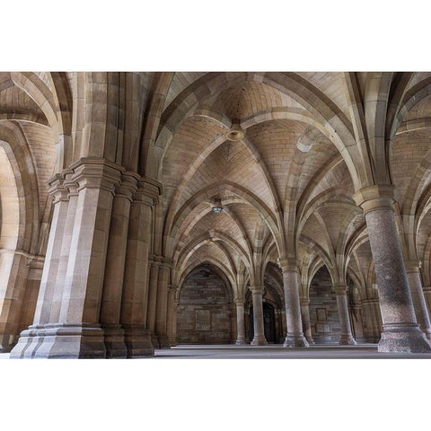 Old Cloisters Glasgow University-Scotland Black Modern Wood Framed Art Print by Norring, Tom