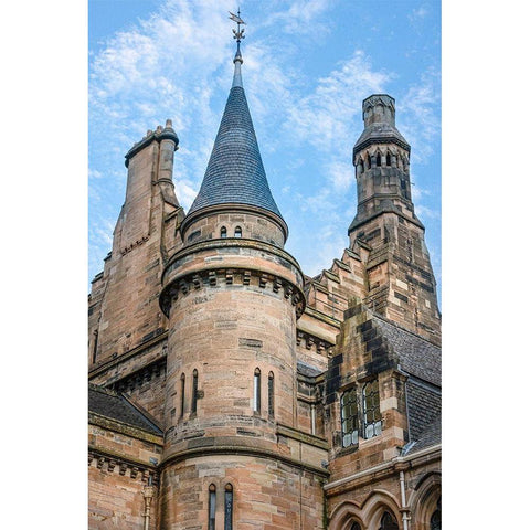 Eastern Section of Main Building Glasgow University-Scotland Black Modern Wood Framed Art Print by Norring, Tom
