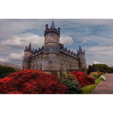 Iconic Inveraray Castle in Argyll-Scotland White Modern Wood Framed Art Print by Norring, Tom