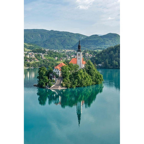 Slovenia-Bled Bled Island Gold Ornate Wood Framed Art Print with Double Matting by Tilley, Rob