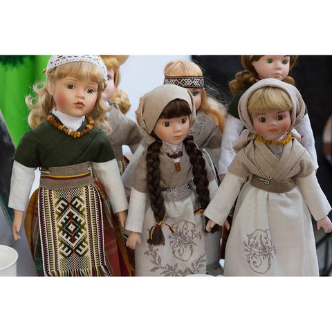 Lithuanian girl dolls-Klaipeda-Lithuania Black Modern Wood Framed Art Print with Double Matting by Su, Keren