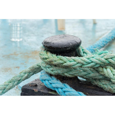 Rope anchoring boat-Klaipeda-Lithuania Black Modern Wood Framed Art Print by Su, Keren