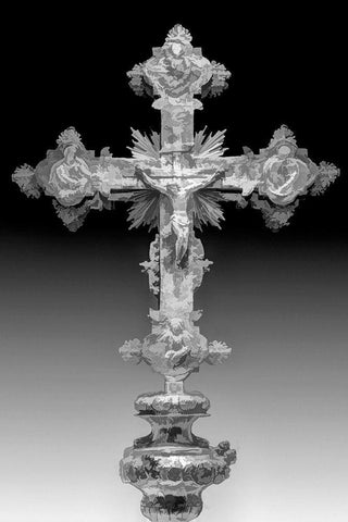 Montenegro-Kotor Abstract of decorated orthodox Christian cross White Modern Wood Framed Art Print with Double Matting by Jaynes Gallery