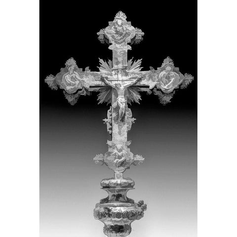 Montenegro-Kotor Abstract of decorated orthodox Christian cross Black Modern Wood Framed Art Print with Double Matting by Jaynes Gallery