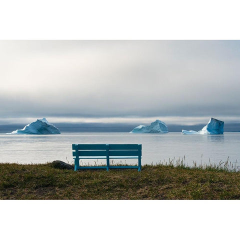 Floating iceberg in the fjord-Qeqertarsuaq-Greenland White Modern Wood Framed Art Print by Su, Keren