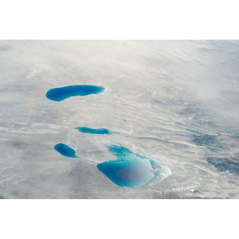 Aerial view of ice sheet-Greenland Black Modern Wood Framed Art Print by Su, Keren