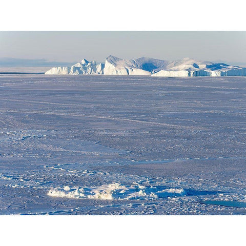Winter at the Ilulissat Fjord-located in the Disko Bay in West Greenland White Modern Wood Framed Art Print by Zwick, Martin