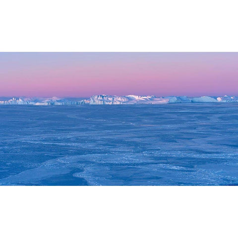 Sunrise during winter at the Ilulissat Fjord-located in the Disko Bay in West Greenland Gold Ornate Wood Framed Art Print with Double Matting by Zwick, Martin