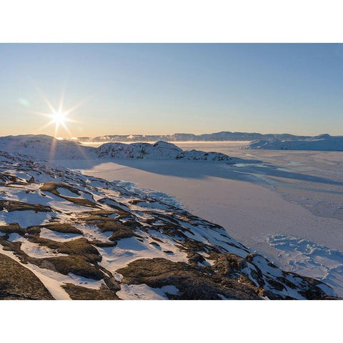Sunrise during winter at the Ilulissat Icefjord-located in the Disko Bay in West Greenland Gold Ornate Wood Framed Art Print with Double Matting by Zwick, Martin