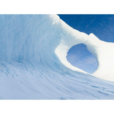 Iceberg frozen into the sea ice of the Uummannaq fjord system during winter-Greenland-Danish Territ Gold Ornate Wood Framed Art Print with Double Matting by Zwick, Martin