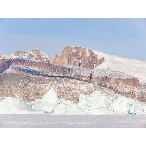 Icebergs frozen into the sea ice of the Uummannaq fjord system during winter-Greenland-Danish Terri Black Modern Wood Framed Art Print by Zwick, Martin
