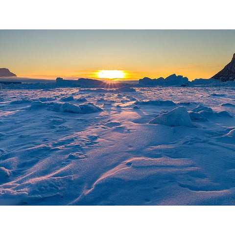 Icebergs frozen into the sea ice of the Uummannaq fjord system during winter-Greenland-Danish Terri Black Modern Wood Framed Art Print with Double Matting by Zwick, Martin