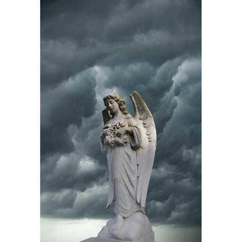 Artistic creation of angel and dark clouds Gold Ornate Wood Framed Art Print with Double Matting by Zuckerman, Jim