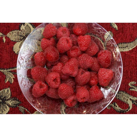 Bowl of raspberries Black Modern Wood Framed Art Print with Double Matting by Paulson, Don