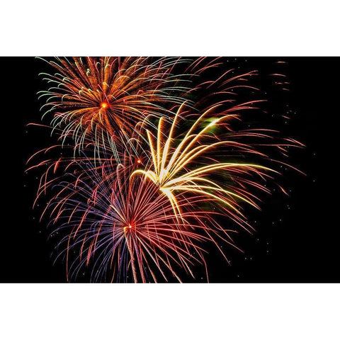 Independence Day fireworks-USA White Modern Wood Framed Art Print by Engelbrecht, Jim
