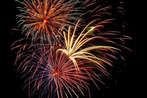 Independence Day fireworks-USA White Modern Wood Framed Art Print with Double Matting by Engelbrecht, Jim