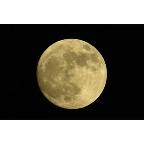 Full moon with yellowish hue Black Modern Wood Framed Art Print by Morris, Arthur
