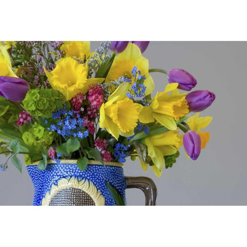 Spring flower bouquet in vase Black Modern Wood Framed Art Print by Paulson, Don