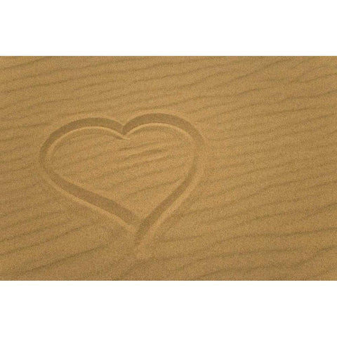 Heart outline drawn in sand Black Modern Wood Framed Art Print with Double Matting by Paulson, Don