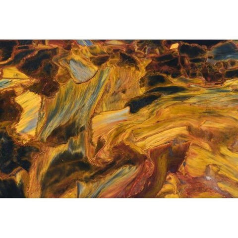 Close-up of pietersite stone found in Namibia Gold Ornate Wood Framed Art Print with Double Matting by Kirkland, Dennis