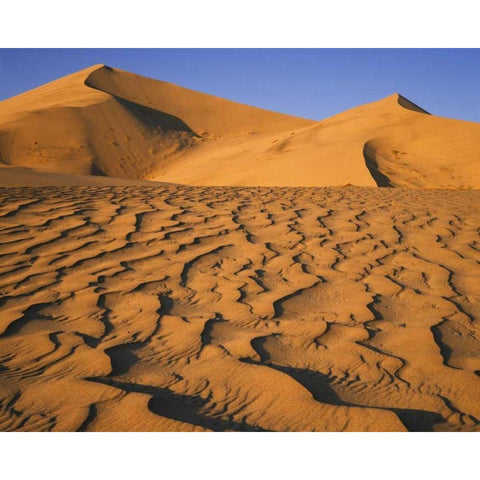 Sand dune at Eureka Dunes in Death Valley, CA Black Modern Wood Framed Art Print with Double Matting by Flaherty, Dennis