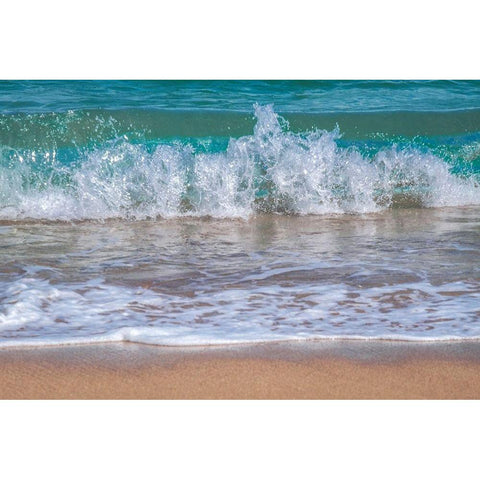 Wave crashing on golden sandy beach Black Modern Wood Framed Art Print with Double Matting by Engelbrecht, Lisa S.