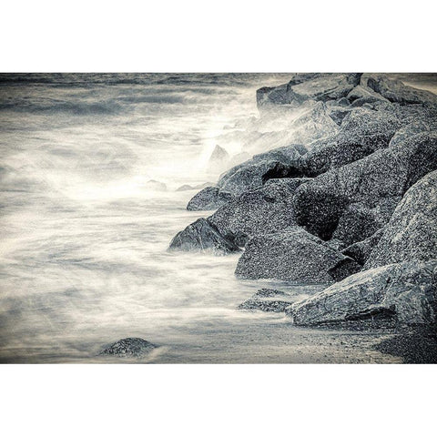 Boulders in Surf White Modern Wood Framed Art Print by Miller, Anna