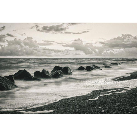 Atlantic Ocean Beach at Sunrise Black Modern Wood Framed Art Print by Miller, Anna