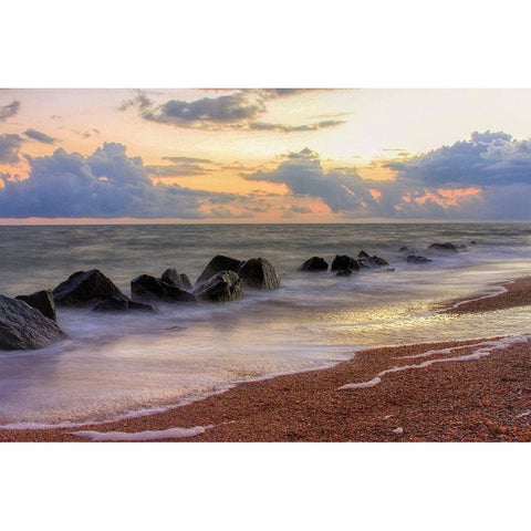 Atlantic Ocean Beach at Sunrise Black Modern Wood Framed Art Print by Miller, Anna