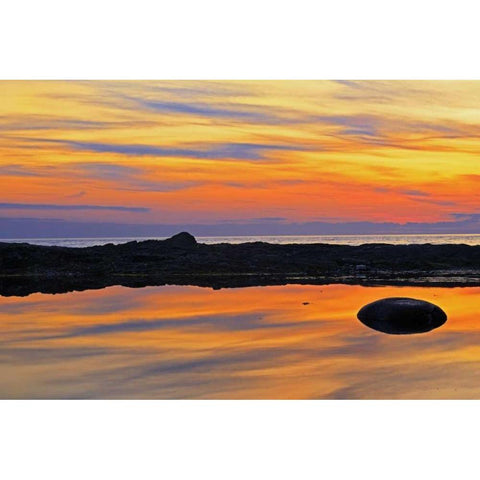 Gulf of St Lawrence reflection at sunset Black Modern Wood Framed Art Print by Grandmaison, Mike