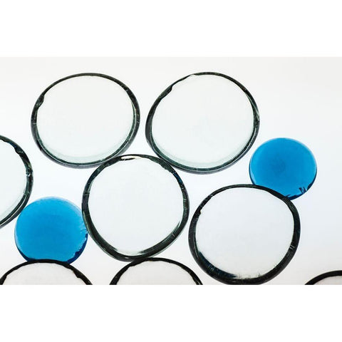 White and Blue glass pebbles with light Black Modern Wood Framed Art Print with Double Matting by Beraldo, Zandina Muench