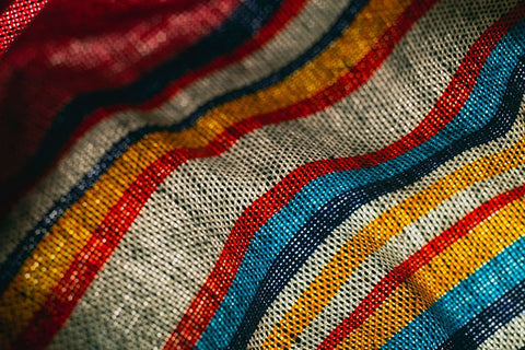 Colorful fabric detail White Modern Wood Framed Art Print with Double Matting by Muench, Zandria