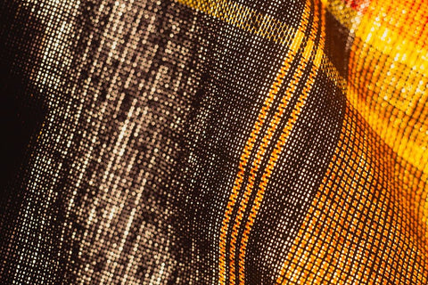 Colorful fabric detail White Modern Wood Framed Art Print with Double Matting by Muench, Zandria