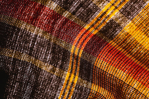 Colorful fabric detail Black Ornate Wood Framed Art Print with Double Matting by Muench, Zandria