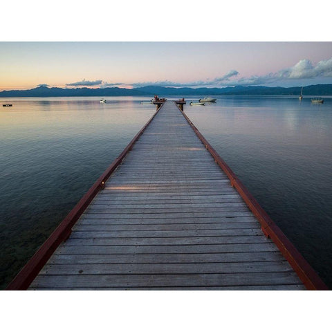 Fiji-Vanua Levu Long wooden pier Black Modern Wood Framed Art Print with Double Matting by Merrill Images