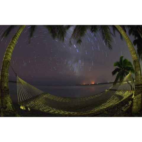 Cook Islands, Aitutaki Night sky in the tropics Black Modern Wood Framed Art Print by Anon, Josh