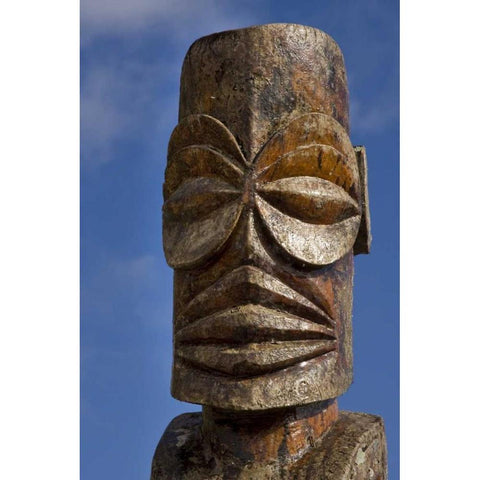 French Polynesia, Cook Islands, Avarua Tiki face Black Modern Wood Framed Art Print by Kaveney, Wendy