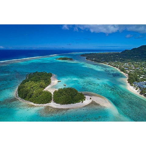 Koromiri Island-Muri Lagoon-Rarotonga-Cook Islands-South Pacific Black Modern Wood Framed Art Print by Wall, David